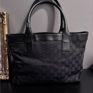 Gucci Black Monogram Tote Bag